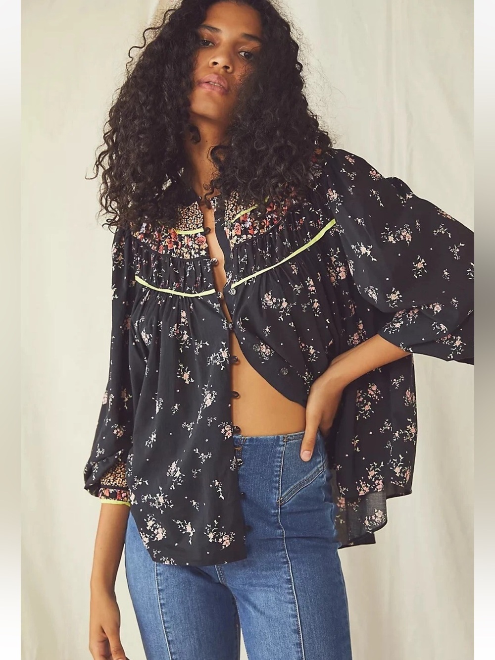 Free People Paloma Printed Blouse Size XS